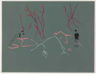 Tina Gverović Parastates: House Apart 2013, coloured drawing on teal coloured paper