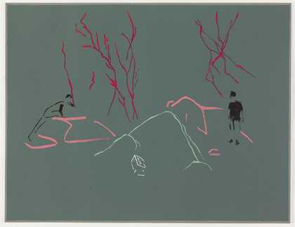 Tina Gverović Parastates: House Apart 2013, coloured drawing on teal coloured paper