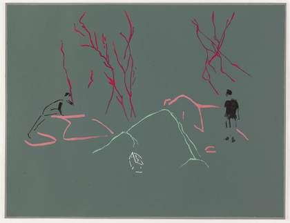 Tina Gverović Parastates: House Apart 2013, coloured drawing on teal coloured paper