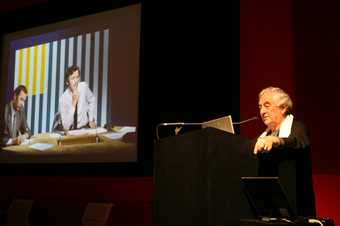 Daniel Buren during the Landmark Exhibitions conference at Tate Modern 2008