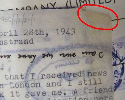From the Archive of Ronald Moody: detail of crease on typewritten sheet