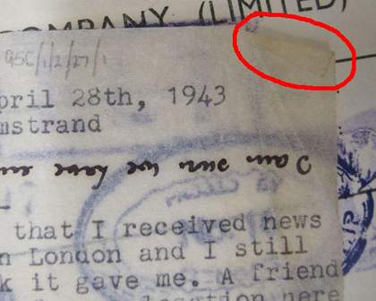 From the Archive of Ronald Moody: detail of crease on typewritten sheet