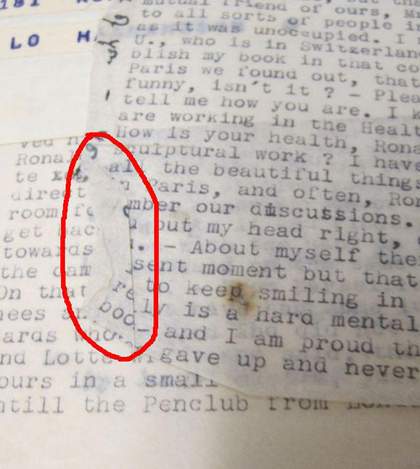 From the Archive of Ronald Moody; typewritten sheet