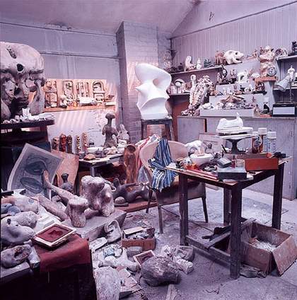 Henry Moore Moore's maquette studio at Hoglands, Hertfordshire, as he left it on his death in 1986