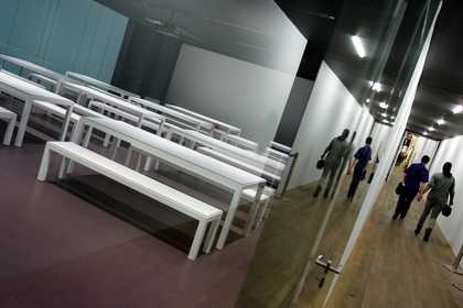 Photography of an empty room with tables