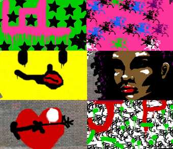 A selection of street art created on Tate Kids games