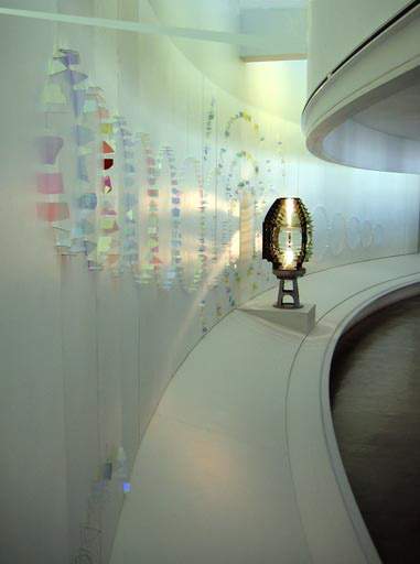 Keiko Mukaide Light of the North Installation at Tate St Ives 2006 Dichroic glass on panels, beehive lighthouse lens 239 x 1677.5 cm