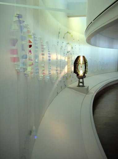 Keiko Mukaide Light of the North Installation at Tate St Ives 2006 Dichroic glass on panels, beehive lighthouse lens 239 x 1677.5 cm