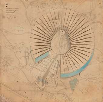 Paul Nelson’s aerial perspective drawing for the unrealised Palais de la Découverte project, Paris