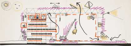 Cedric Price, Fun Palace: Section showing potential use of interior spaces, c1963