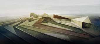 Architect’s render of the Palestinian Museum, Ramallah, designed by Heneghan Peng and due to open in 2016