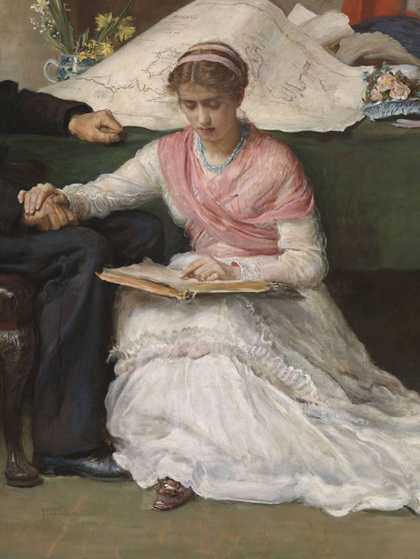 Figure from John Everett Millais The Northwest Passage after cleaning