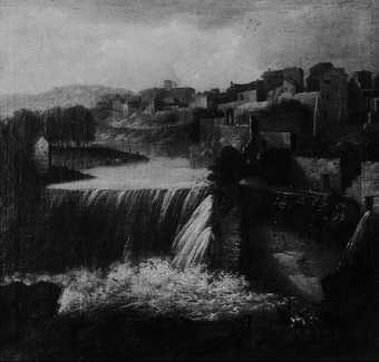 Fig.1 Follower of Jan Wyck Italianate Landscape with Town and Waterfall Date not known Oil paint on canvas 889 x 914 mm N02986