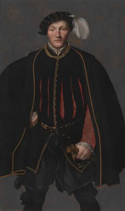 Fig.1 ?British School, 16thC Portrait of a Gentleman, probably of the West Family 1545-60 Oil paint on panel 1333 x 784 mm N04252