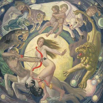 zodiac figures in sky