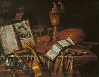 Fig.1 Edward Collier active 1662–1707 Still Life with a Volume of Wither’s ‘Emblemes’ 1696 Oil paint on canvas 838 x 1079 mm N05916