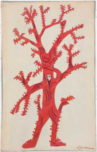 Natalia Goncharova, Coral costume design for Sadko, 1915–16, gouache and graphite on paper mounted on cardboard, 37.5 x 23.9 cm