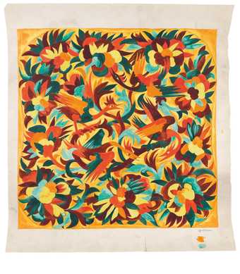 Natalia Goncharova, Design with birds and flowers, study for textile design for House of Myrbor, 1925–9, gouache and graphite on embossed paper, 74.5 x 67 cm