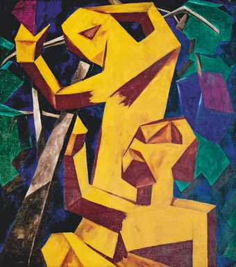 Natalia Goncharova, Peasants Gathering Grapes, 1913–14, oil paint on canvas, 145 x 130 cm