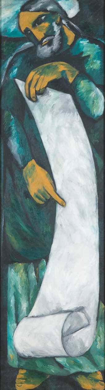 Natalia Goncharova, The Evangelists (green), 1911, oil paint on canvas, 204 x 58 cm