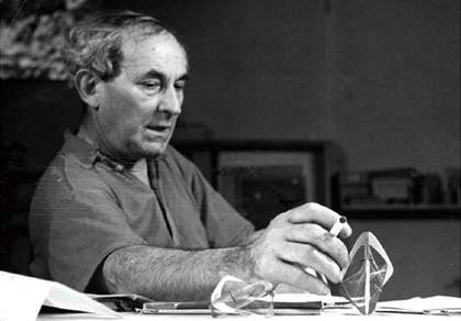 Photograph of Naum Gabo in his studio at Middlebury, Connecticut.