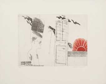 David Hockney ‘3. The Start of the Spending Spree and the Door Opening for a Blonde’, from A Rake’s Progress 1961–3