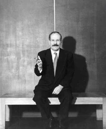 Hans Namuth, Barnett Newman in front of Be I at his exhibition at Betty Parsons Gallery, New York, 1950