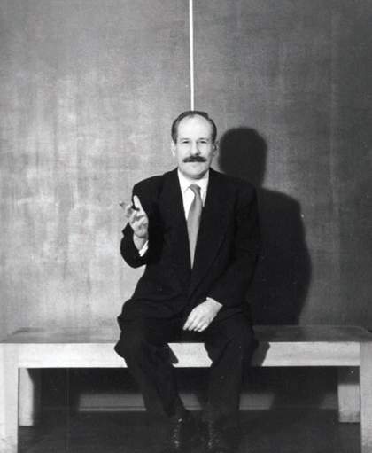 Hans Namuth, Barnett Newman in front of Be I at his exhibition at Betty Parsons Gallery, New York, 1950