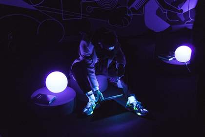 Photo of the artist Nástio Mosquito during "No.One.Gives.A.Mosquito’s.Ass.About.Trabalho.De.Preto", performed at Hangar, Lisbon in 2019.
