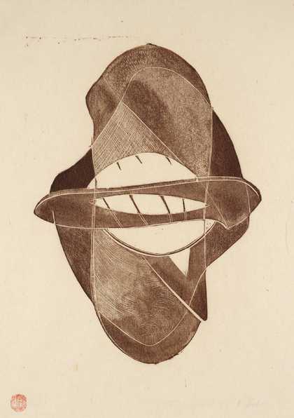 Monoprint from wood engraving on paper by Naum Gabo