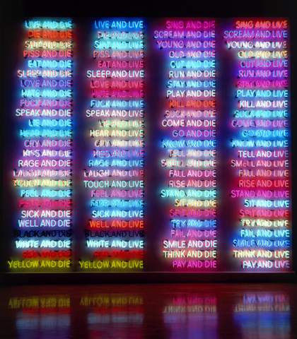 Bruce Nauman, One Hundred Live and Die 1984. Collection Benesse Holdings, Inc./Benesse House Museum, Naoshima. © Bruce Nauman / ARS, NY and DACS, London 2020, Courtesy Sperone Westwater, New York
