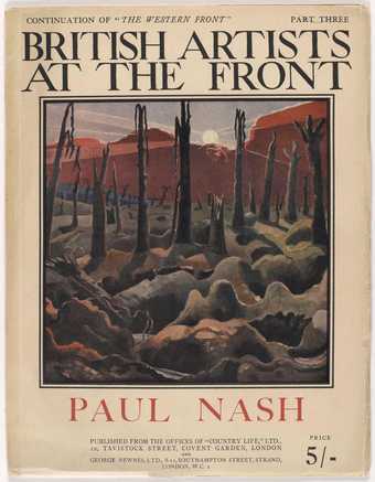 Magazine cover of British Artists at the Front: Volume 3 showing war torn landscape painting 'We are making a new world' by Paul Nash 
