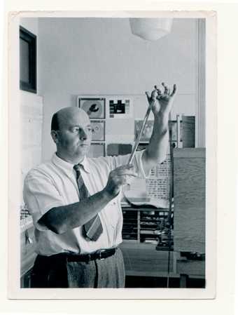 Oskar Fischinger working in his studio in Los Angeles c.1942
