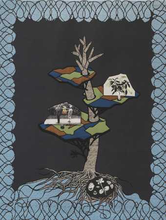 Tapestry featuring and illustration of a trees