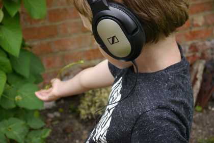 Photograph of a child using a sonic trail at Tate