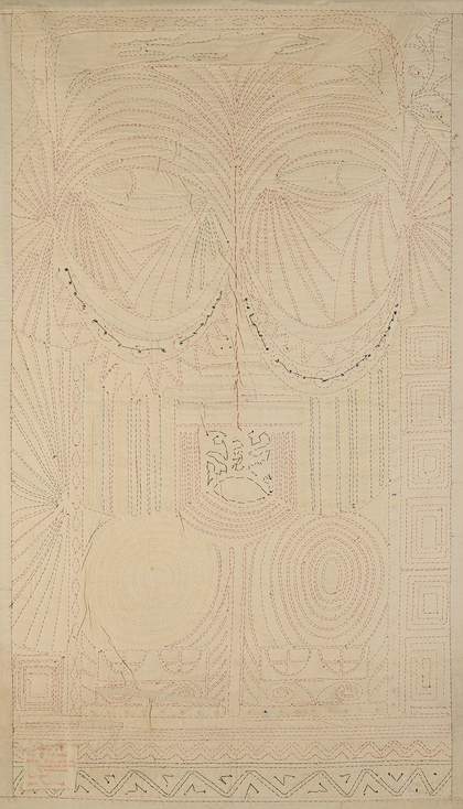 rear view of canvas showing trapunto technique