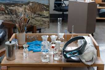 empty vessels in a conservation studio