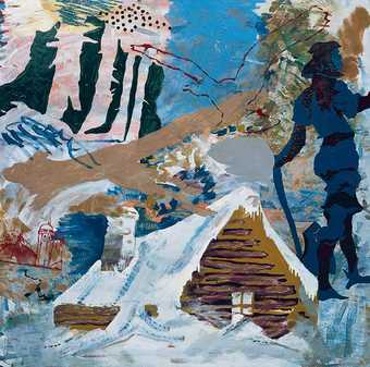 Per Kirkeby The Murder in Finnerup Barn 1967 painting of a barn in the snow