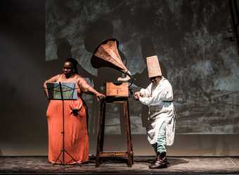 Performers in rehearsals for The Head and the Load, 2017