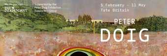 Exhibition banner for Peter Doig at Tate Britain