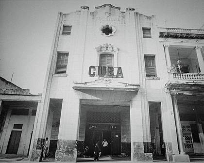 Photograph of a decaying Cuban cinema