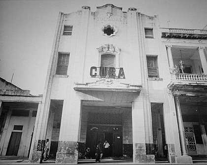 Photograph of a decaying Cuban cinema