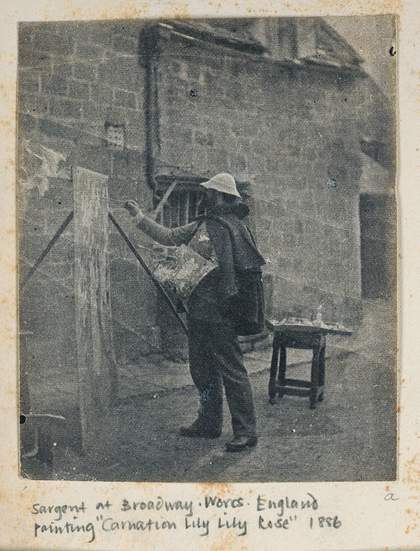 Photograph of John Singer Sargent painting Carnation, Lily, Lily, Rose at Broadway in Worcestershire, 1856 - Harvard Art Museum-Fogg Museum