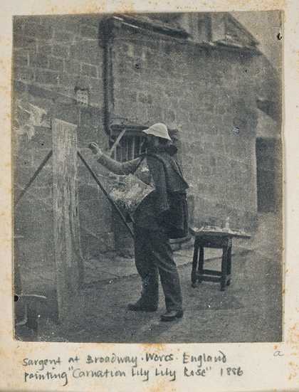 Photograph of John Singer Sargent painting Carnation, Lily, Lily, Rose at Broadway in Worcestershire, 1856 - Harvard Art Museum-Fogg Museum