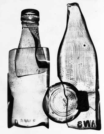 Photograph of a photogram of a milk bottle by Nigel Henderson, 1949–51