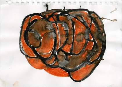 A drawing by Phyllida Barlow; part of her preparation work for a commission at Tate Britain in 2014