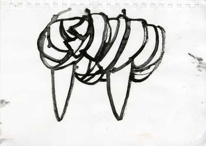 A drawing by Phyllida Barlow; part of her preparation work for a commission at Tate Britain in 2014