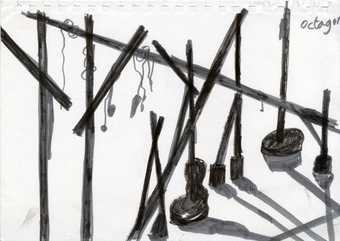 A drawing by Phyllida Barlow; part of her preparation work for a commission at Tate Britain in 2014