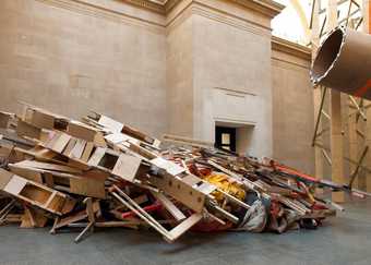A component of Phyllida Barlow's installation at Tate Britain - a flat construction of wood