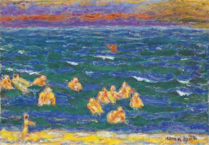 Pierre Bonnard, Baigneurs à la fin du jour, 1945, oil paint on canvas, 48 x 68 cm - Courtesy Le Musée Bonnard, Le Cannet